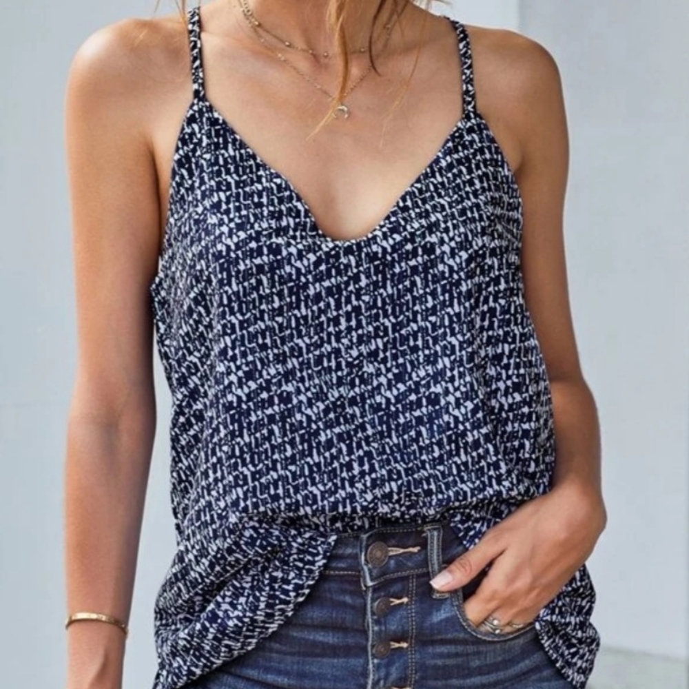 Blue and white tank top